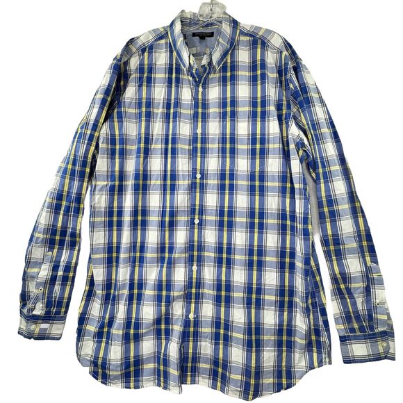 Banana Republic Other - Banana Republic Soft Wash Shirt Men‎ XXL Tall Plaid LS Button Up Blue Plaid